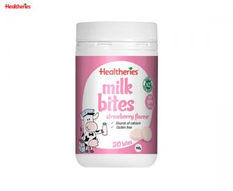 Healtheries 贺寿利 高钙干吃牛奶片/咬咬片 草莓味 50粒（保质期：2023.06）